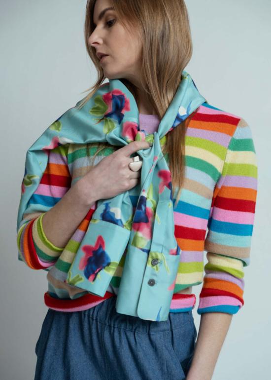  얼루드 스웨터 알루드 오리지널 스트라이프 캐시미어 크루넥  멀티컬러 - ALLUDE