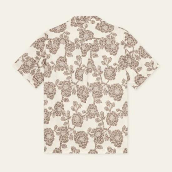  레듀 반팔 티셔츠 Les Deux 레슬리 플라워 자카드 반소매 셔츠 아이보리 - LES DEUX