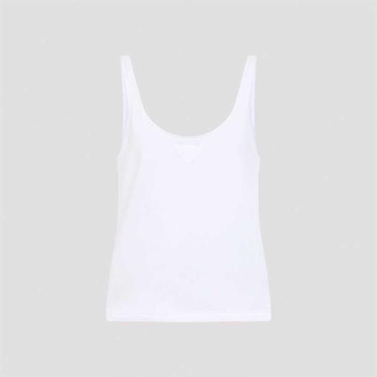  프라다 민소매 티셔츠 코튼 탱크탑 화이트 - PRADA