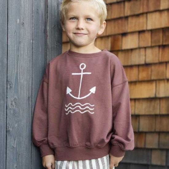  [키즈] Rylee + Cru 풀오버 키즈 라일리 + 크루 릴렉스드 스웨트셔츠 초콜릿