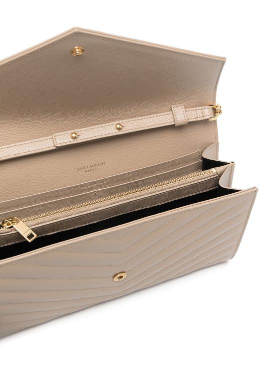 26SS 생로랑 레더 카산드라 체인 월렛 377828BOW012721 Beige - SAINT LAURENT