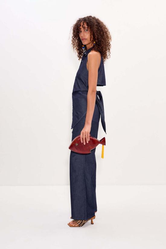  사이먼밀러 셔츠 사이먼 밀러 로크 슬리브리스 샴브레이 버튼업  인디고 - SIMONMILLER