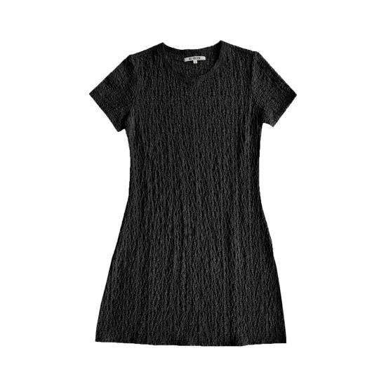  알리 골든 숏 원피스 미니 텍스처 티셔츠 드레스 블랙