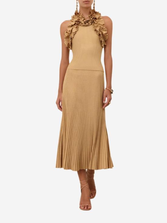  짐머만 미디 스커트 지머만 루나 메탈릭  메탈릭 골드 - ZIMMERMANN