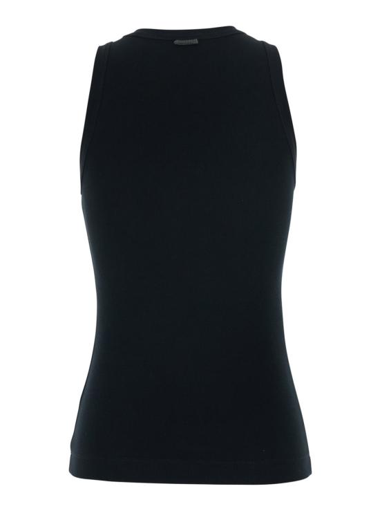  브루넬로 쿠치넬리 블라우스 골지 면 라운드넥 탑 블랙 - BRUNELLO CUCINELLI