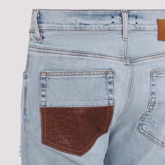  아미리 데님 팬츠 크로셰 가죽 Mx1 진 에이지드 인디고 - AMIRI