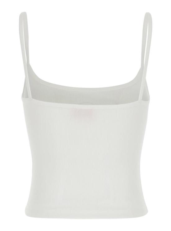  디젤 블라우스 얇은 스트랩 D 로고 골지 탑 화이트 - DIESEL