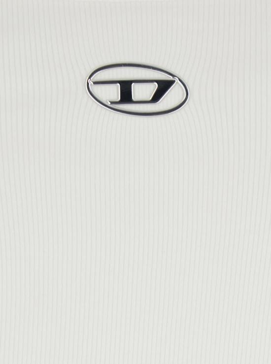  디젤 블라우스 얇은 스트랩 D 로고 골지 탑 화이트 - DIESEL