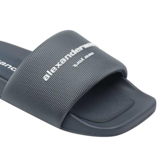  알렉산더 왕 뮬/슬리퍼 로고 슬라이드 샌들 그레이 - ALEXANDER WANG
