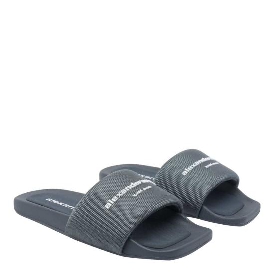  알렉산더 왕 뮬/슬리퍼 로고 슬라이드 샌들 그레이 - ALEXANDER WANG