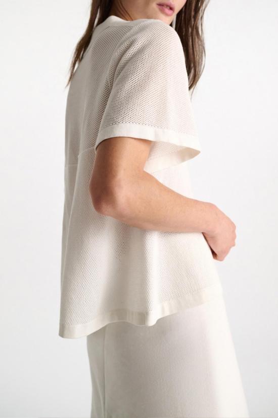  도로시 슈마허 블라우스 도로테 슈마허 코튼 쿨니스 메쉬 탑 화이트 - DOROTHEE SCHUMACHER