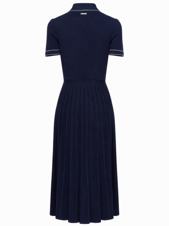  마이클 코어스 롱 원피스 니트 폴로 셔츠 드레스 블루 - MICHAEL KORS