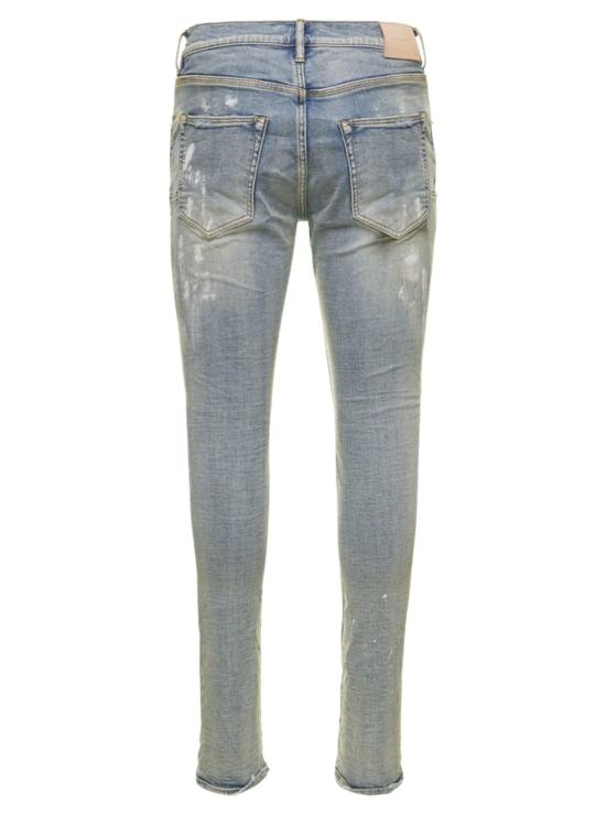  퍼플 브랜드 데님 팬츠 보라색과 연한 파란색이 섞인 페인트 얼룩이 있는 다섯 포켓 스키니 진 - PURPLE BRAND