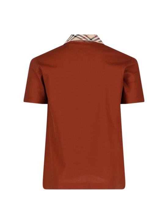  버버리 폴로 티셔츠 체크 폴로 셔츠 브라운 - BURBERRY