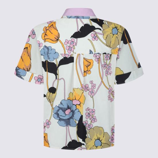  마르니 반팔 티셔츠 화이트 코튼 셔츠 본 - MARNI