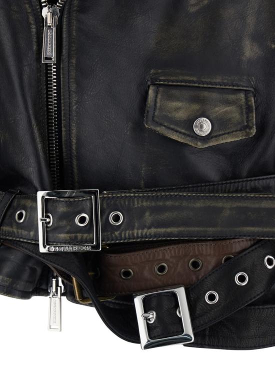  디스퀘어드2 가죽 자켓 Dsquared2 다크 브라운 가죽 재킷 - DSQUARED2