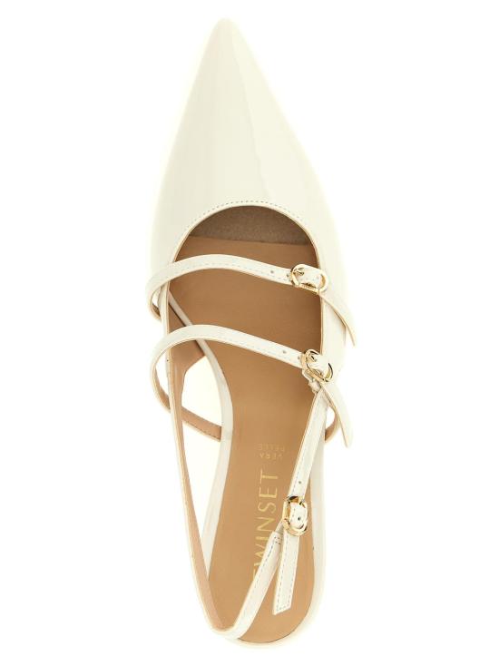  트윈셋 힐/펌프스 페이턴트 가죽 슬링백 힐 화이트 - TWINSET