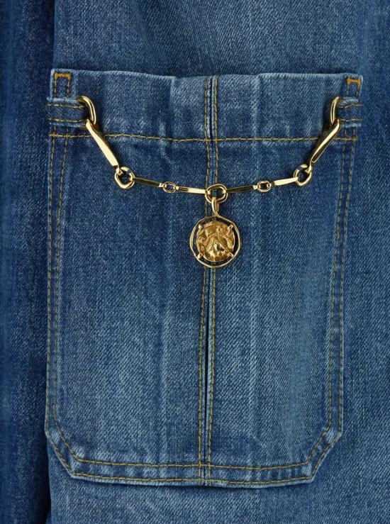  끌로에 데님 자켓 하이넥 체인 디테일 데님 재킷 블루 - CHLOE