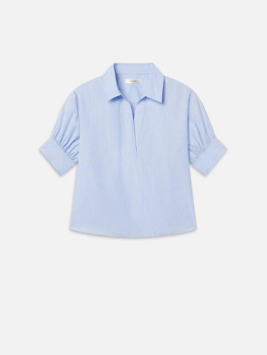  프레임 블라우스 브이넥 팝오버 탑 베니스 블루 - FRAME