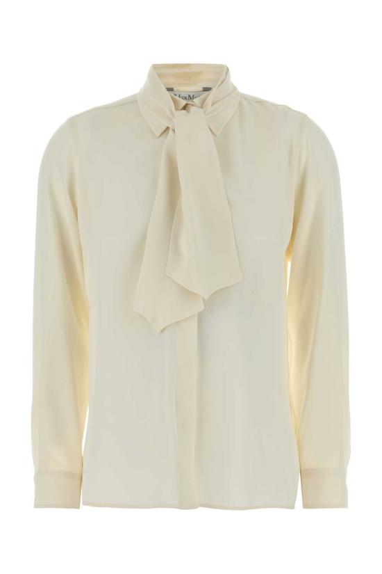  막스마라 블라우스 막스 마라 크레이프 콜모 셔츠 아이보리