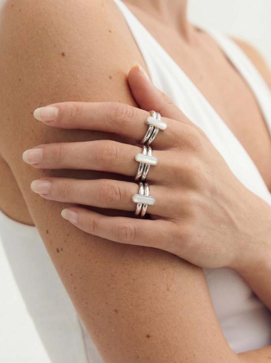  세레 반지 세리 인피니티 듀오 바 링 화이트 한바이 옥 - SEREE