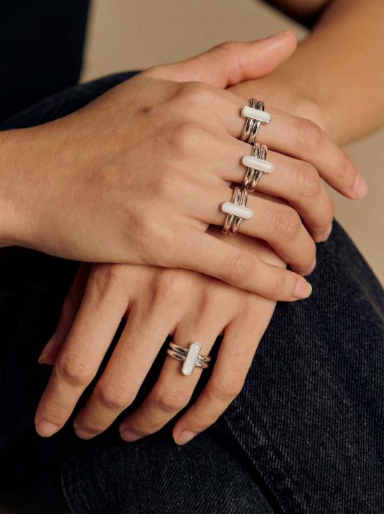  세레 반지 세리 인피니티 듀오 바 링 화이트 한바이 옥 - SEREE