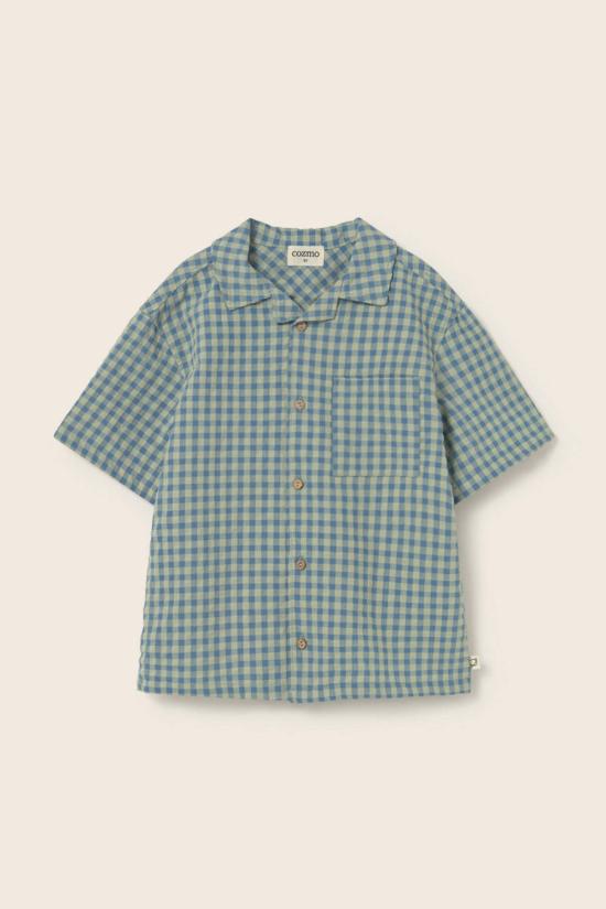  [키즈] Cozmo 티셔츠 키즈 코즈모 제이 셔츠 블루 깅엄 셔츠