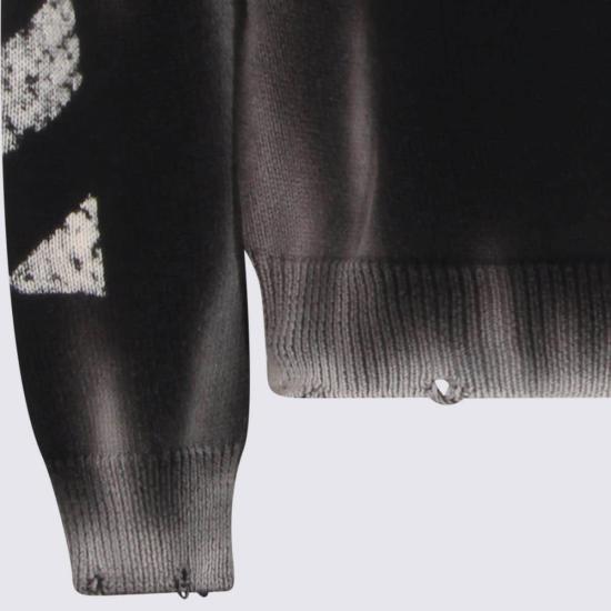  오프화이트 스웨터 코튼 니트  블랙 - OFF WHITE