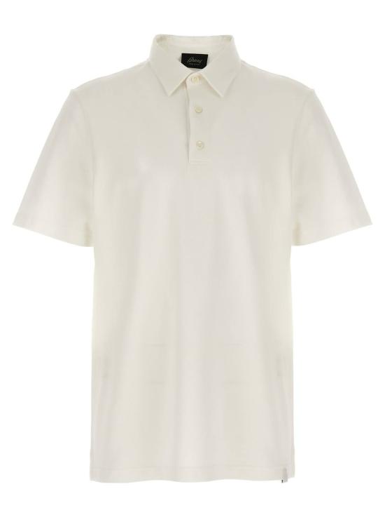  브리오니 폴로 티셔츠 코튼 폴로 셔츠 화이트