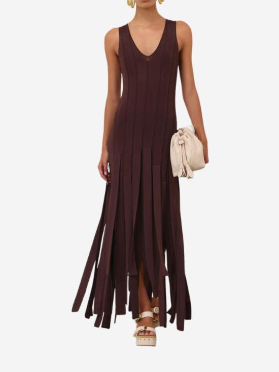  짐머만 미디 원피스 루나 프린지 미디 드레스 - ZIMMERMANN