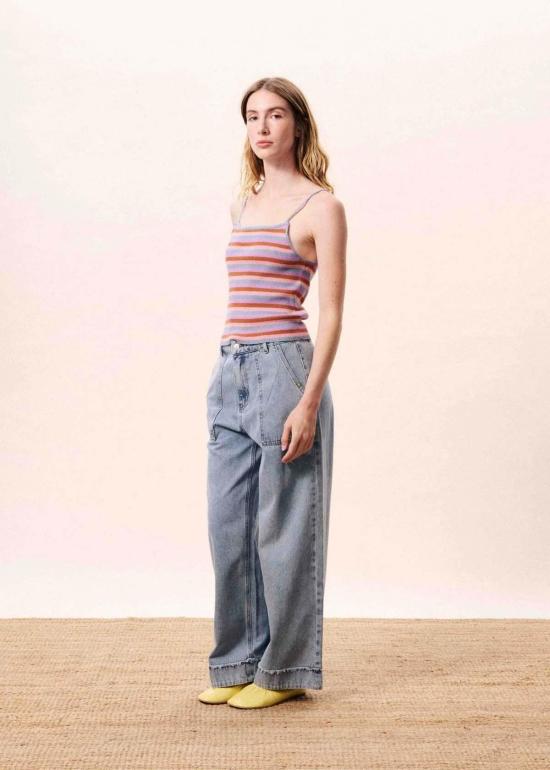  프렌치 민소매 티셔츠 코랄리아 스트라이프 캐미탑 - FRNCH