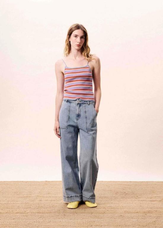  프렌치 민소매 티셔츠 코랄리아 스트라이프 캐미탑 - FRNCH