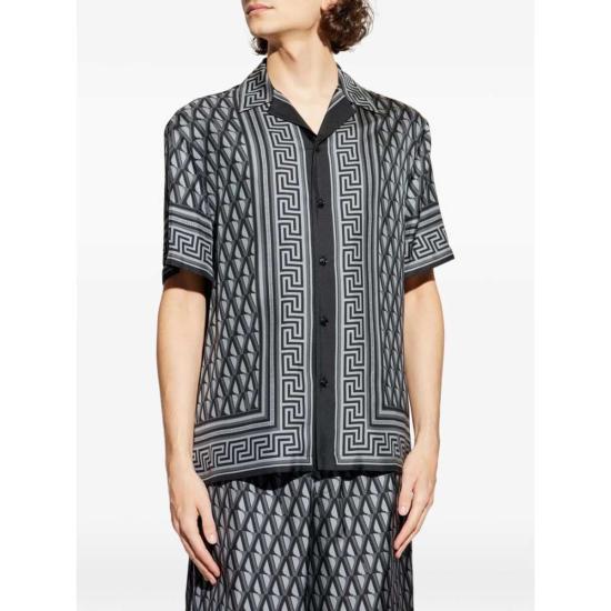  베르사체 반팔 셔츠 셔츠 그레이/블랙 - VERSACE