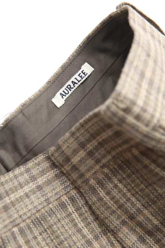  오라리 스트레이트 팬츠 오랄리 실크 린넨 네프 체크 슬랙스 - AURALEE