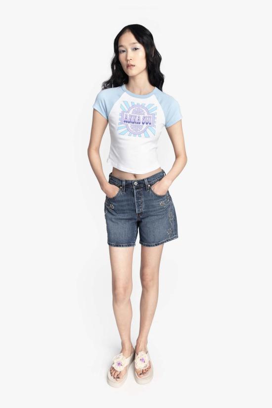  안나 수이 데님 숏팬츠 스터드 장식 데님 반바지 - ANNA SUI