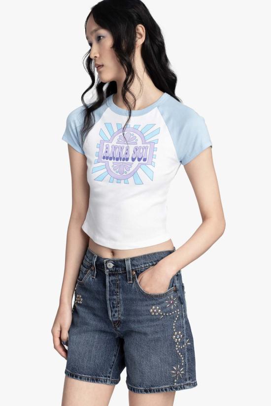  안나 수이 데님 숏팬츠 스터드 장식 데님 반바지 - ANNA SUI