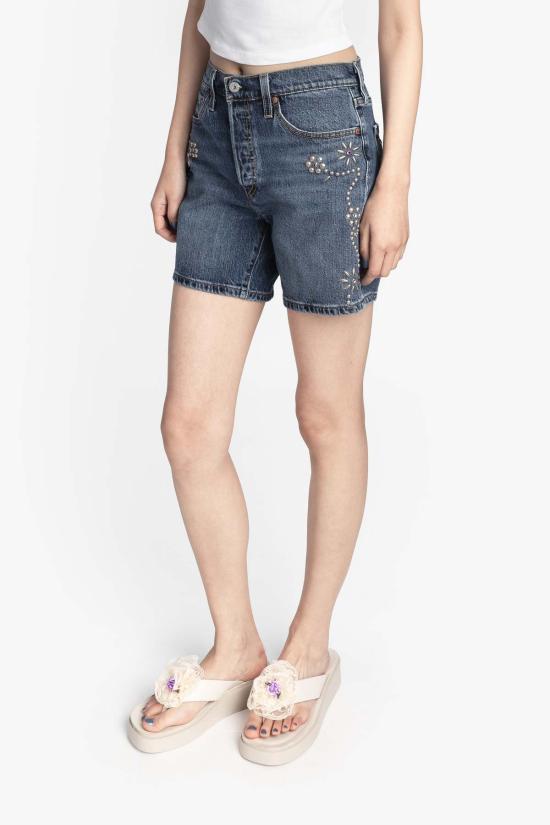  안나 수이 데님 숏팬츠 스터드 장식 데님 반바지 - ANNA SUI