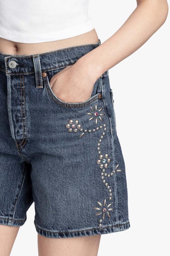  안나 수이 데님 숏팬츠 스터드 장식 데님 반바지 - ANNA SUI