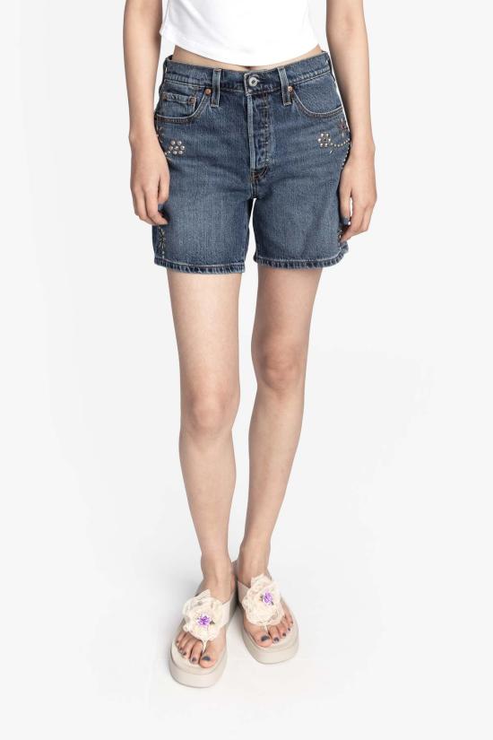  안나 수이 데님 숏팬츠 스터드 장식 데님 반바지