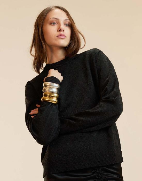  신시아 로리 스웨터 신시아 로울리 메탈릭 니트 크루넥  블랙 - CYNTHIA ROWLEY