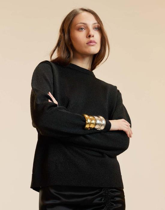  신시아 로리 스웨터 신시아 로울리 메탈릭 니트 크루넥  블랙