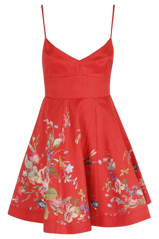  짐머만 숏 원피스 페이션스 미니 드레스 레드 플로럴