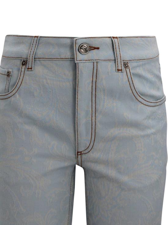  에트로 스트레이트 팬츠 플로럴 팬츠 클리어 블루 - ETRO