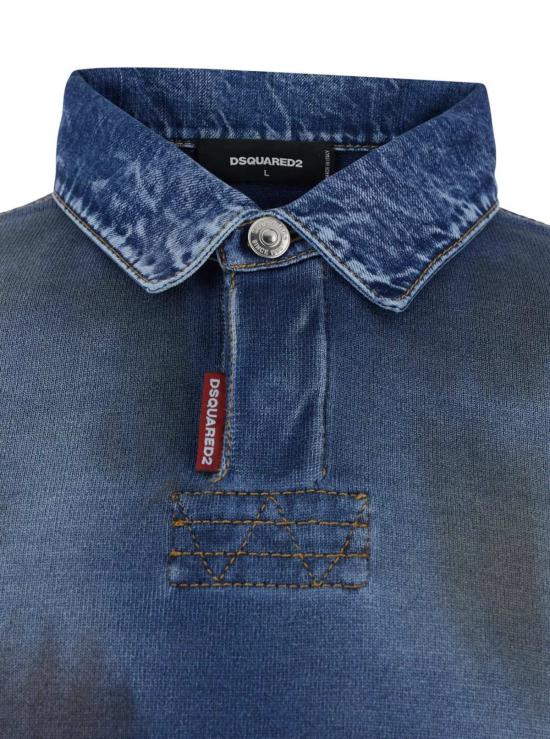  디스퀘어드2 스웨터 Dsquared2 폴로넥 스타일 칼라  (블루) - DSQUARED2