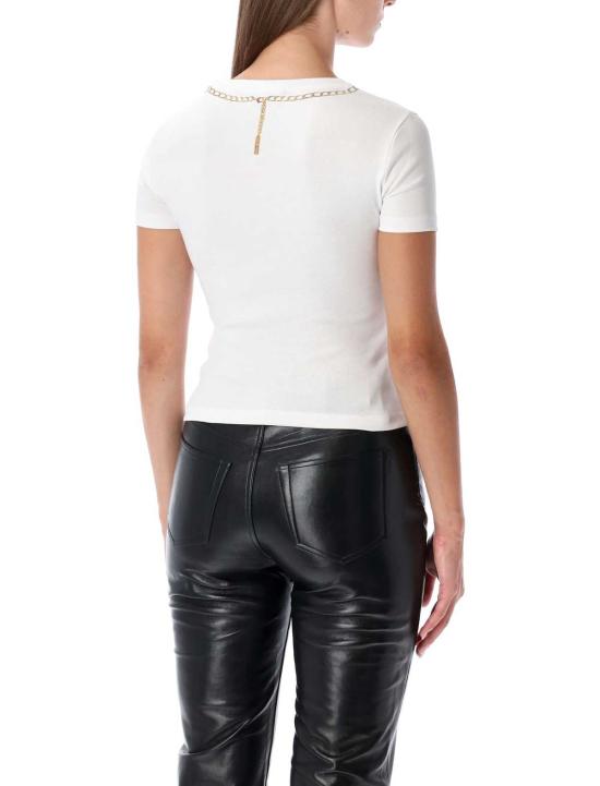  마린세르 반팔 티셔츠 Marine Serre Trompe L Il 쥬얼리 저지 베이비 핏 티셔츠 화이트 - MARINE SERRE