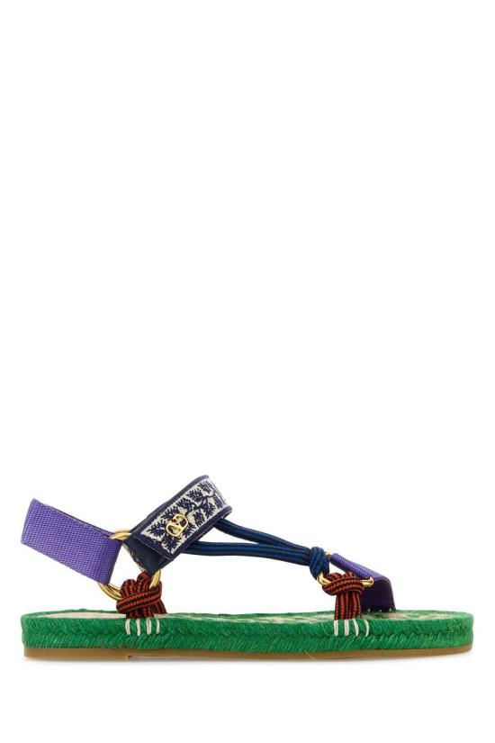  발렌티노 가라바니 샌들 자수 패브릭 레이크 파월  멀티컬러 울트라 그린
