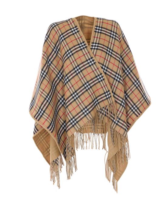 26SS 버버리 체크 울 리버시블 케이프 8071673 A7026 Beige - BURBERRY