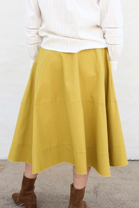  텔라 미디 스커트 라임 스커트 머스타드 - TELA