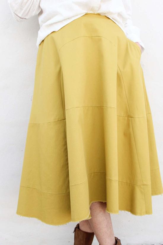  텔라 미디 스커트 라임 스커트 머스타드 - TELA