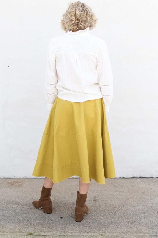  텔라 미디 스커트 라임 스커트 머스타드 - TELA